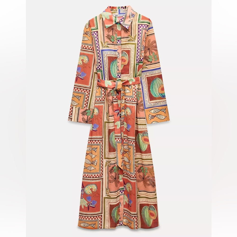 ZARA PRINTED SHIRT DRESS ZW COLLECTION